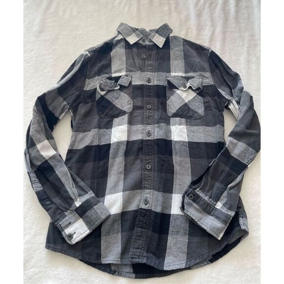 Men’s Mossimo black white and gray casual button-down flannel athletic fit size - Picture 2 of 5